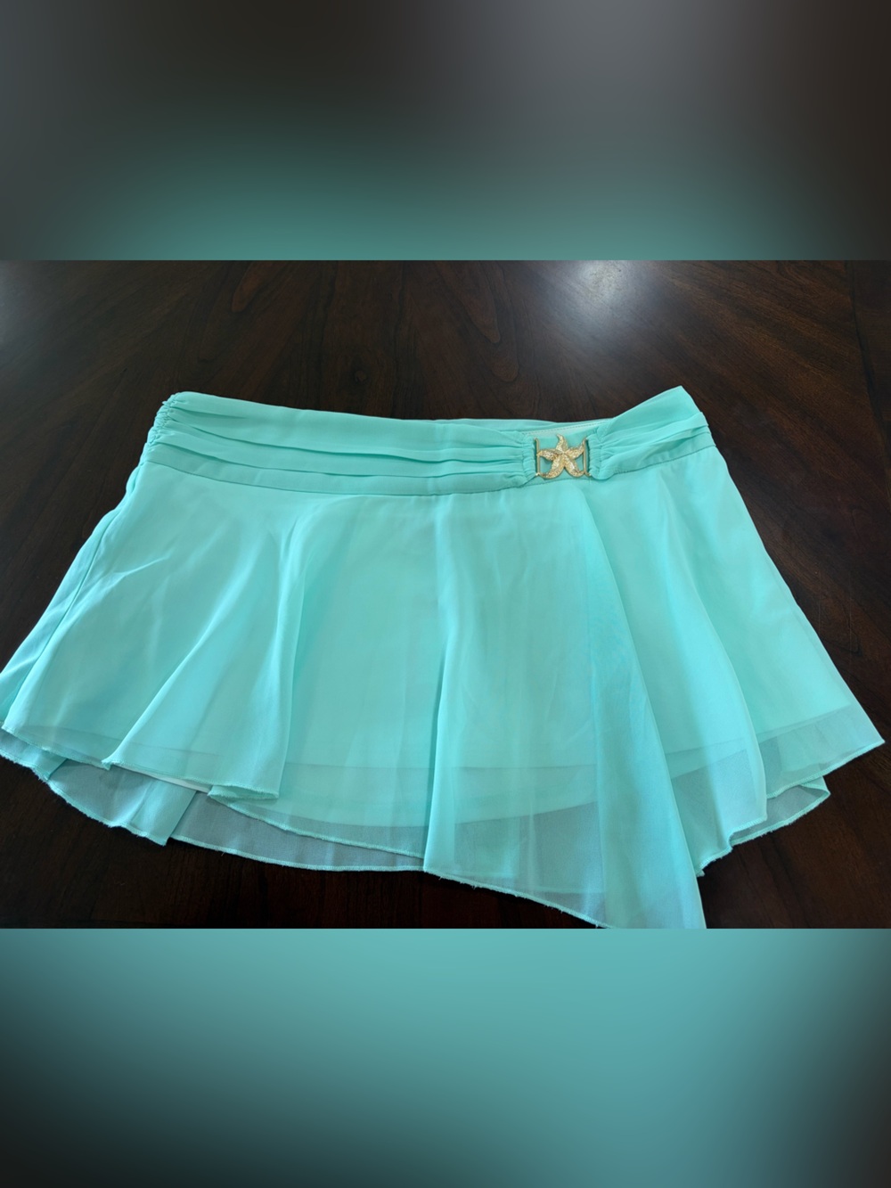 Edikted Turquoise Layered Skirt with Gold Accent